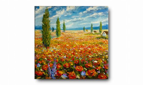 OBRAZ NA PŁÓTNIE 084 Pole maków 70x70cm na Arena.pl