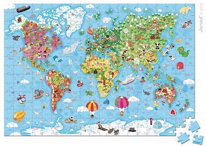 Janod - Puzzle w walizce Mapa Świata 300 elementów na Arena.pl