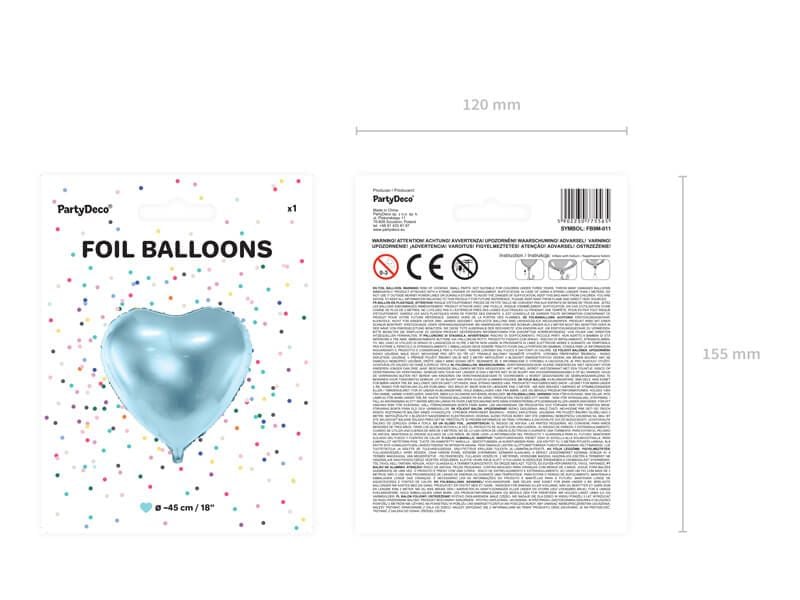 Balon foliowy serce niebieski, 45 cm zdjęcie 3