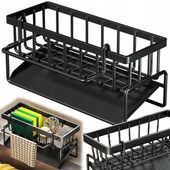 Organizer do zlewu ociekacz na płyn do naczyń gąbki czarny metalowy