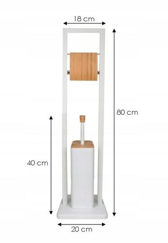 Stojak na papier toaletowy i szczotka DO ŁAZIENKI do WC biała bambus 2w1 na Arena.pl