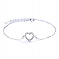 Bransoletka SREBRO próby 925 Serce cyrkonie