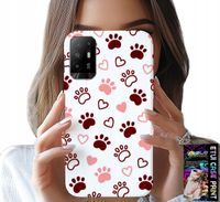 ETUI DO OPPO RENO 5Z / A94 5G - PSIE ŁAPKI NA BIAŁYM TLE, PIES, KOT, MIŚ
