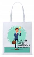 Torba Biała Eco Shopper Dla Bankiera Prezent Z Nadrukiem Ze Zdjęciem