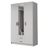 Szafa ADA II 120 cm - pojemna garderoba z lustrem - BIAŁY+CZARNY