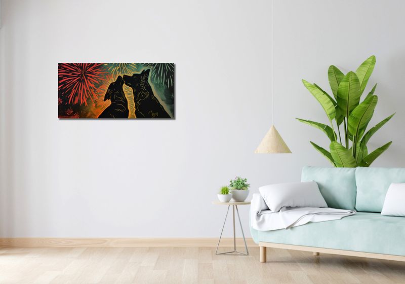 Obraz 90x40cm Psi Uścisk zdjęcie 2