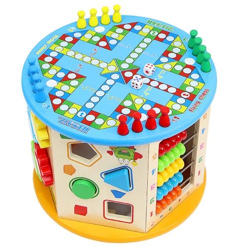 Kostka Drewniana Edukacyjna Sorter 8w1 Labirynt Skrzynka Zegar Zabawka na Arena.pl