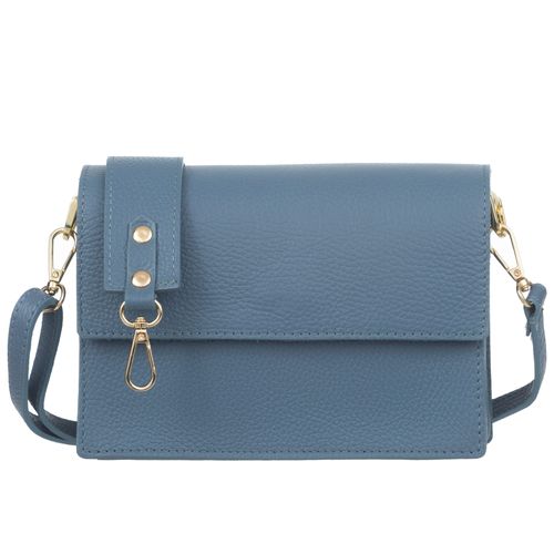 VERA PELLE torebka skórzana listonoszka z klapą V606 c.jeansowa na Arena.pl