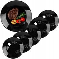 6x TALERZE PŁASKIE OBIADOWE CZARNE OKRĄGŁE 26,5cm TALERZ SZKŁO OPALOWE