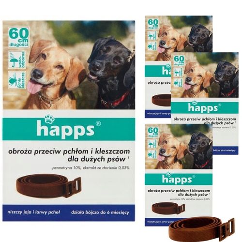 Obroża Dla Psa Na PCHŁY i KLESZCZE Dla Dużych Psów Happs 60 cm x 4 na Arena.pl