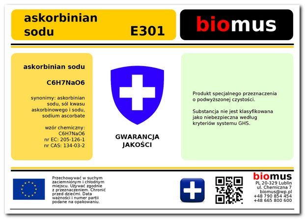 Askorbinian Sodu 1kg Biomus Czysty Witamina C zdjęcie 3