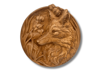 Płaskorzeźba Lis Drewno Twarde Obraz Dekoracja Ścienna Prezent Łowczy 22cm