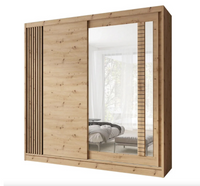 Garderoba Szafa Przesuwna 200 cm Artisan + lamele Lustro ARTUS FD