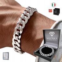 SREBRNA MĘSKA BRANSOLETKA 10mm PANCERKA NA RĘKĘ DIAMENTOWANA SZEROKA PR.925