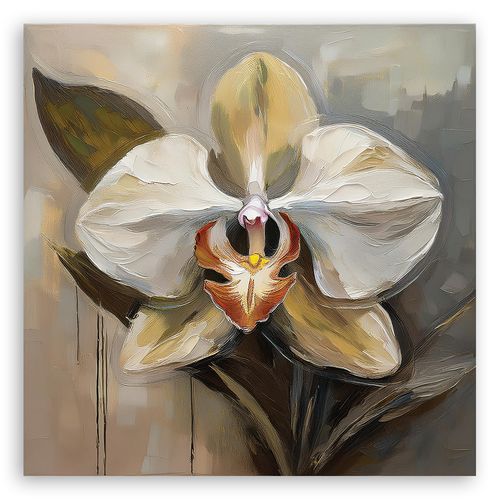 Obraz na płótnie, Malowany Biały Kwiat 60x60 na Arena.pl