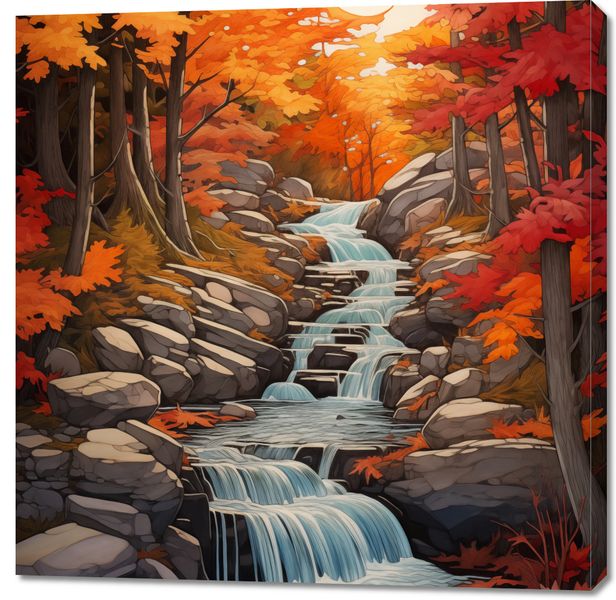 Obraz 100x100cm Jesienne Wodospady zdjęcie 1