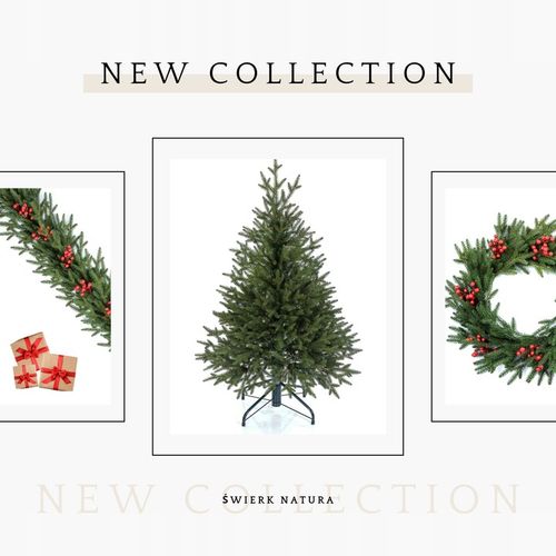 Wianek świąteczny ŚWIERK NATURA jarzębina PE dekoracja drzwi stół wieniec na Arena.pl