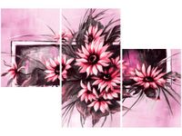 60 90CM OBRAZ 3 ELEM SŁONECZNIKI RÓŻU ŚCIENNY DRUK PŁÓTNO