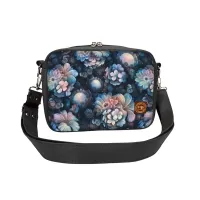 Torebka Damska Kwiaty - Kobieca Torebka Prostokątna Kolor ekoskóry - czarny