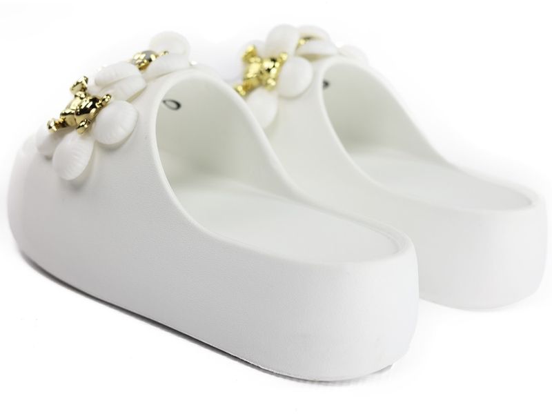 Białe klapki na platformie gumowe lekkie 40-41 zdjęcie 4