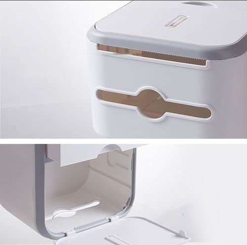 UCHWYT POJEMNIK NA PAPIER TOALETOWY + SZUFLADKA NA CHUSTECZKI PÓŁKA WC na Arena.pl