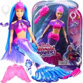 BARBIE MAGICAL MERMAID SYRENKA FIOLETOWY AKCESORIA TIARA NASZYJNIK SZCZOTKA