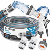 WĄŻ OGRODOWY GUMOWY 3/4" 50m 4 WARSTWY + ZESTAW PISTOLET ZŁĄCZKI BRADAS