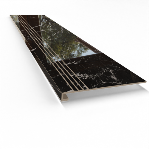 Gruba płytka schodowa z kapinosem 120x30 cm CZARNY MARMUR - POLEROWANA na Arena.pl