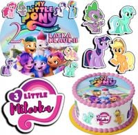 ZESTAW OPŁATEK NA TORT 30CM + 17 POSTACI - LITTLE PONY + IMIĘ 24CM 26CM