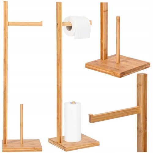 STOJAK NA PAPIER TOALETOWY ZAPAS DREWNIANY UCHWYT BAMBUSOWY DO na Arena.pl