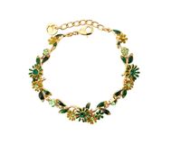 bransoletka delikatne, zielone kwiatuszki z kryształkami z kolekcji