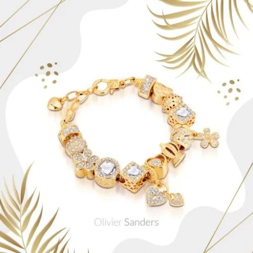 ZŁOTA BRANSOLETKA DAMSKA 585 MODUŁOWA DO CHARMS ZESTAW DLA KOBIETY na Arena.pl