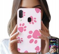 ETUI DO SAMSUNG GALAXY A20E - RÓŻOWE PSIE ŁAPKI, PLECKI, OBUDOWA CASE