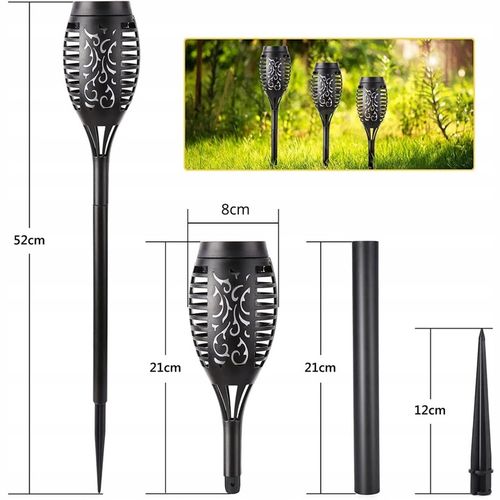 LAMPA SOLARNA POCHODNIA LAMPKI SOLARNE DO OGRODU OGRODOWE LED 4 SZTUKI na Arena.pl