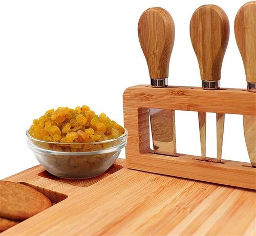 Deska bambusowa do serów, wędlin, przekąsek + noże na Arena.pl