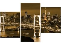 60 90CM OBRAZ 3 ELEM RAINBOW BRIDGE TOKIO ŚCIENNY DRUK PŁÓTNO