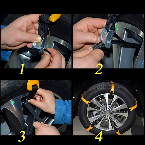 Łańcuchy Śniegowe Uniwersalne Opaski Na Koła Zimowe Antypoślizgowe Komplet na Arena.pl