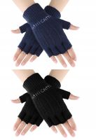 2 PARY RĘKAWICZKI BEZ PALCÓW MITENKI DAMSKIE MĘSKIE CZARNE GRANATOWE