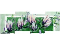 45CM 120CM ZEGAR 4 ELEM SŁODYCZ MAGNOLII ZIELENI ŚCIENNY