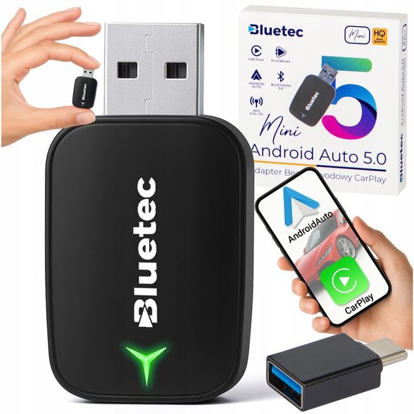 BEZPRZEWODOWY ADAPTER MODUŁ CARPLAY ANDROID AUTO WIFI BLUETOOTH 5.0 zdjęcie 1