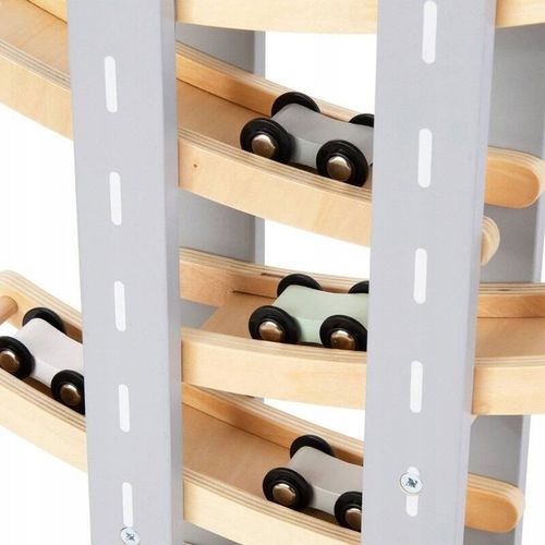 MAMABRUM Drewniany Tor Zjeżdżalnia Dla Samochodów 6 Pięter + 6 Autek na Arena.pl