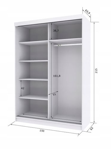 Szafa Przesuwna PARIS 150 Połysk szara na Arena.pl