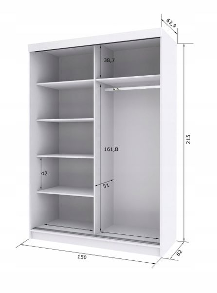 Szafa Przesuwna PARIS 150 Połysk szara zdjęcie 5