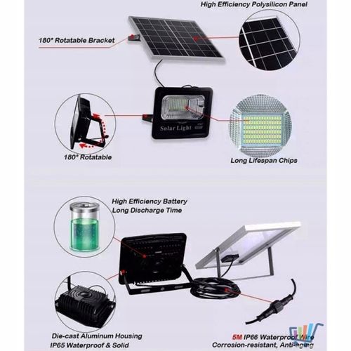 Zestaw Solarny Halogen Led 400W+Czujnik Ruch+Pilot na Arena.pl