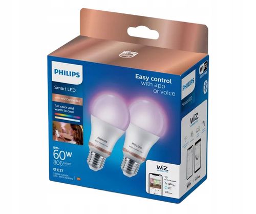 Philips Smart Inteligentna Kolorowa Żarówka LED A60 E27 RGB x2 na Arena.pl