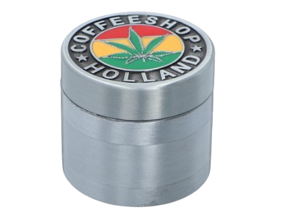 Młynek z Napisem COFFE SHOP HOLLAND i Liściem Marychy na Tle Kolory Reggae na Arena.pl