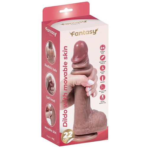 Silicone Dildo With Foreskin And Realistic Testicles 22 Cm na Arena.pl