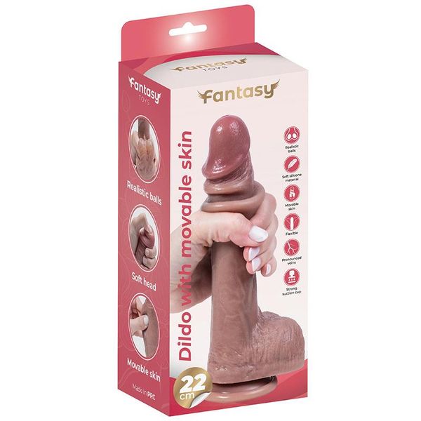 Silicone Dildo With Foreskin And Realistic Testicles 22 Cm zdjęcie 11