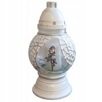 LAMPION Z RÓŻĄ KULA dla MAMY DZIECKA BABCI BIAŁY ZNICZ + WKŁAD PARAFINOWY