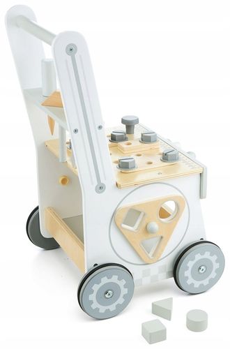 Drewniany Warsztat Dla Dzieci 3w1 Chodzik Pchacz Wózek 47 elementów Solidny na Arena.pl